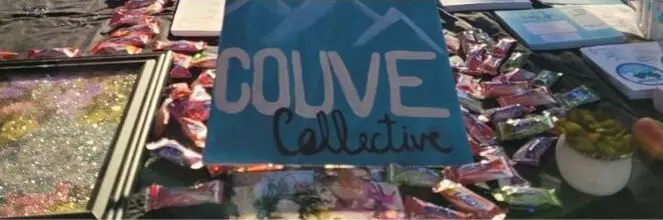 A close up of the word collective on a painting